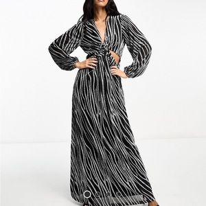 Style Cheat metallic dress in silver zebra - ASOS